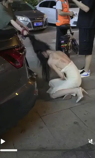 《白裙女子被抓头发跳河》后续全记录无删减版-白裙女子被抓头发跳河事件始末真相-湘E车牌白裙女子坠河高清完整版在线观看